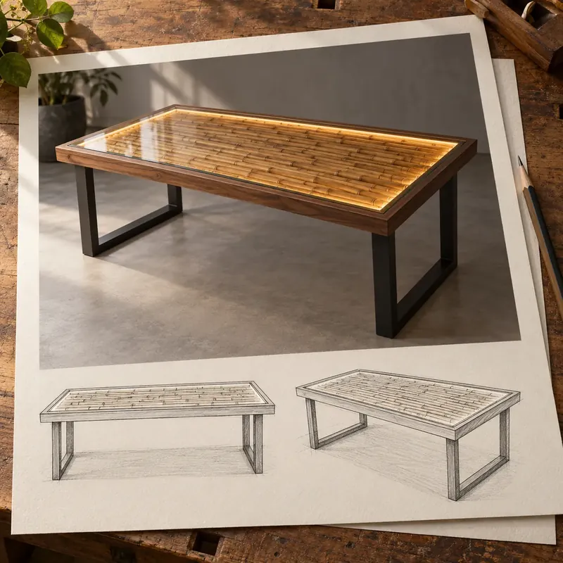 LED bamboo table