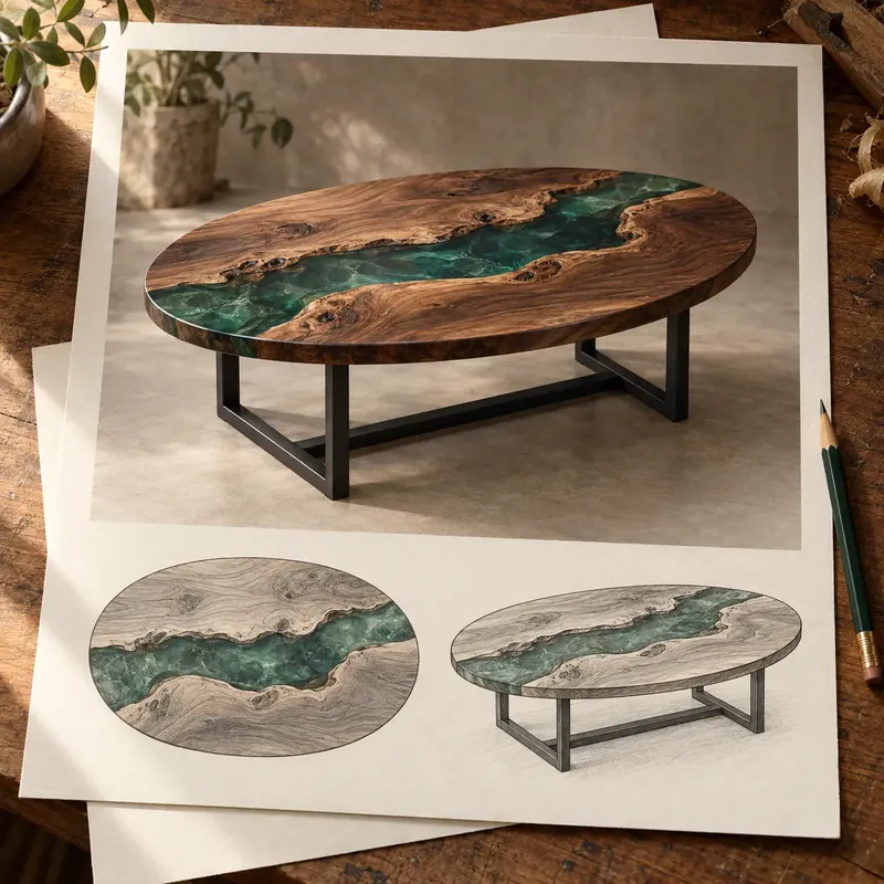 Green resin coffee table