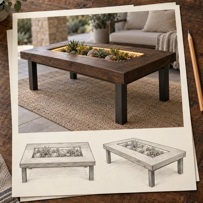 Garden table with LED