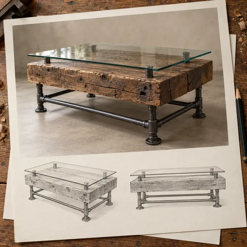 Rustic table + glass